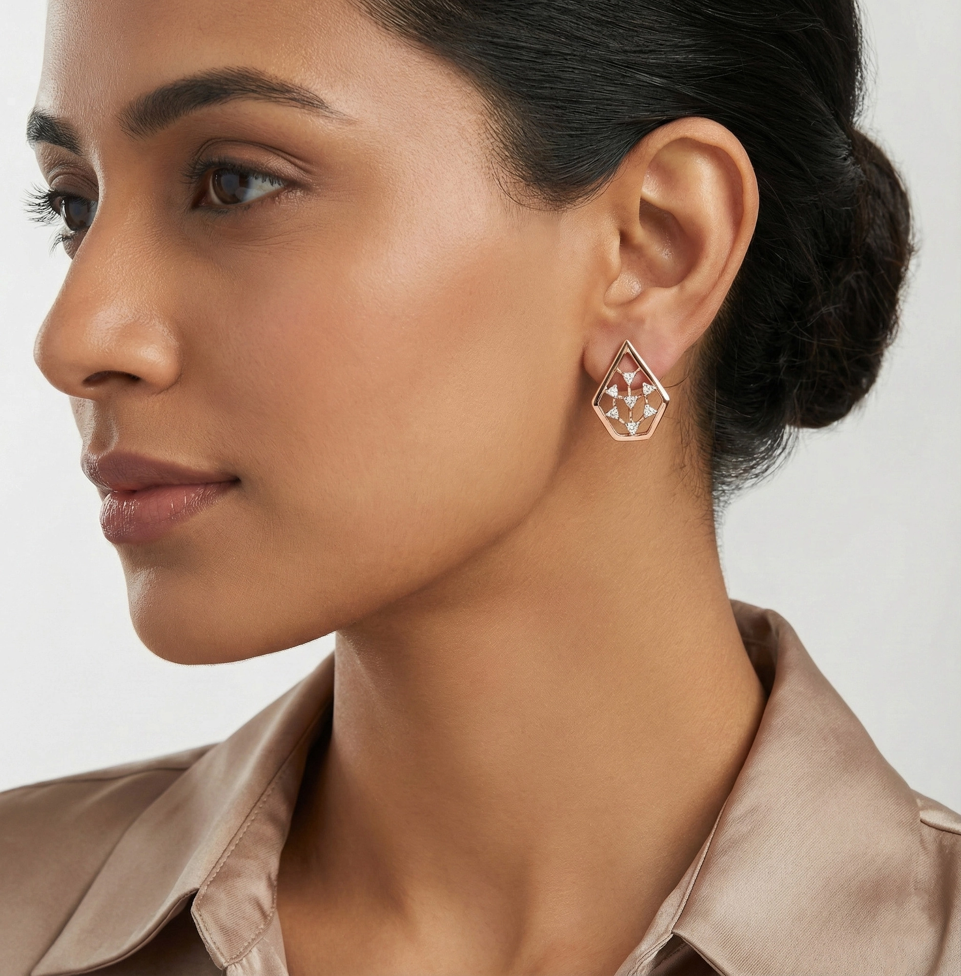 Rose Gold Diamond Earrings - Image 2