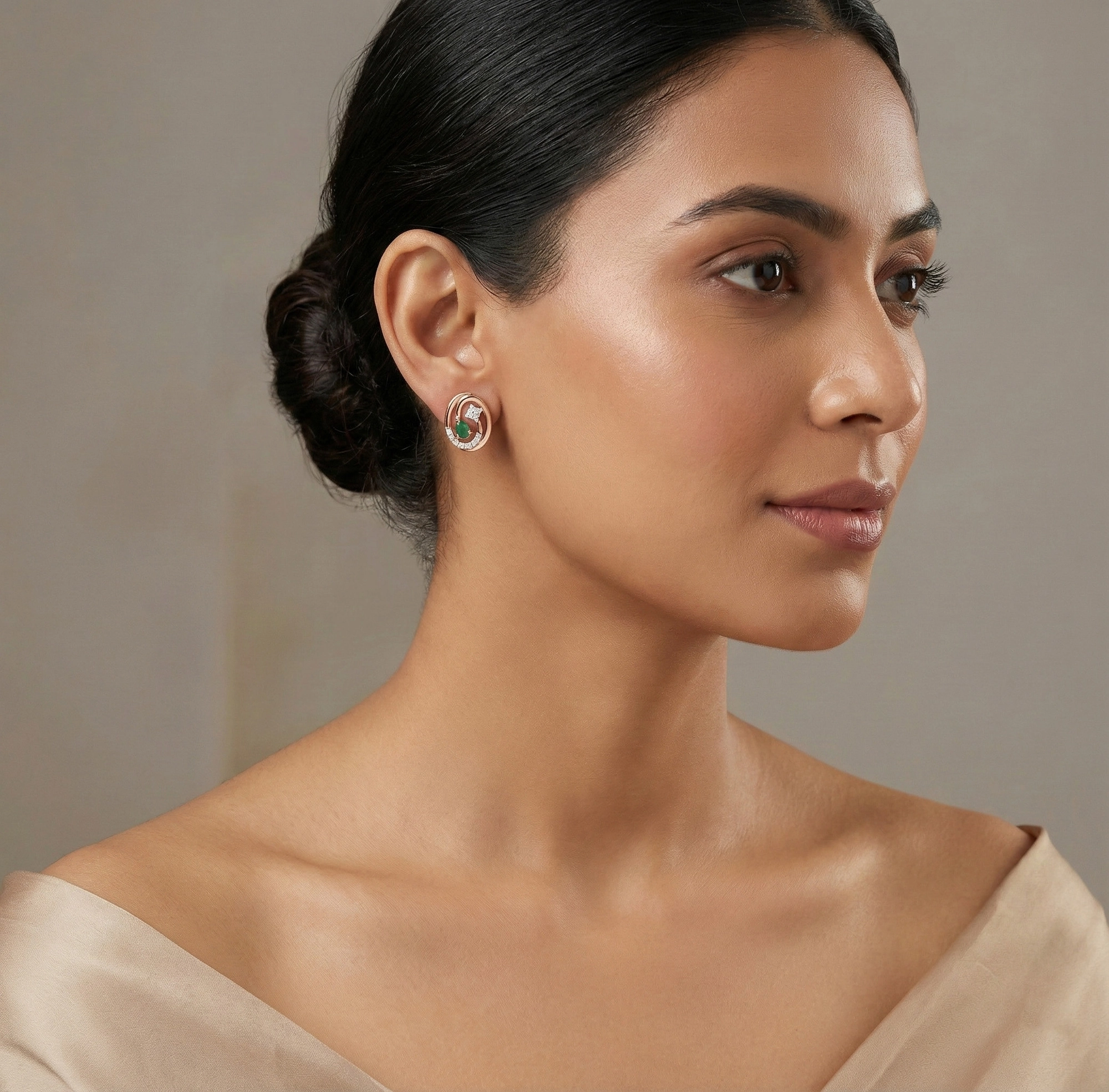 Rose Gold Diamond Earrings - Image 3
