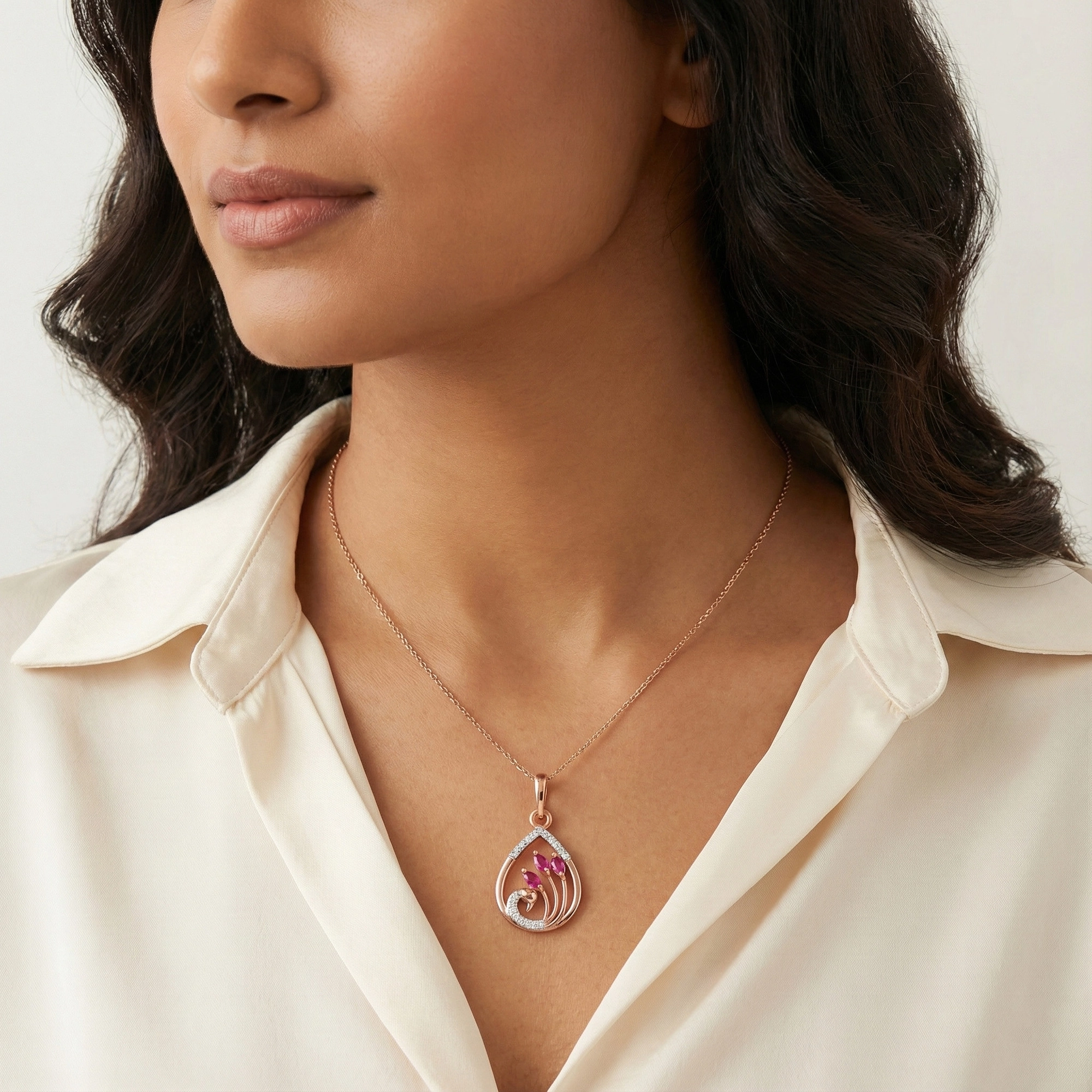 Rose Gold Diamond Pendant - Image 4