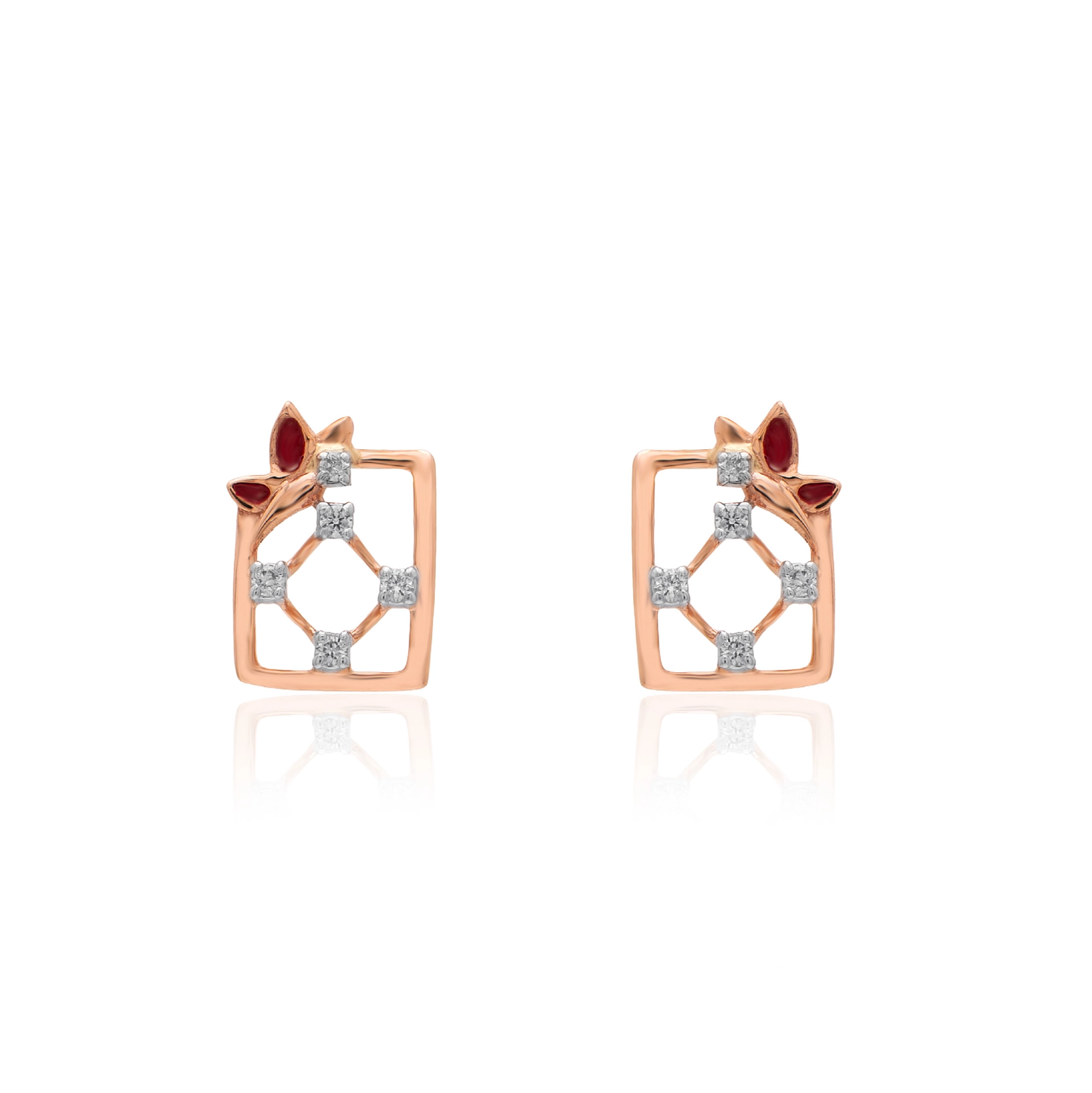 Rose Gold Diamond Earrings - Image 2