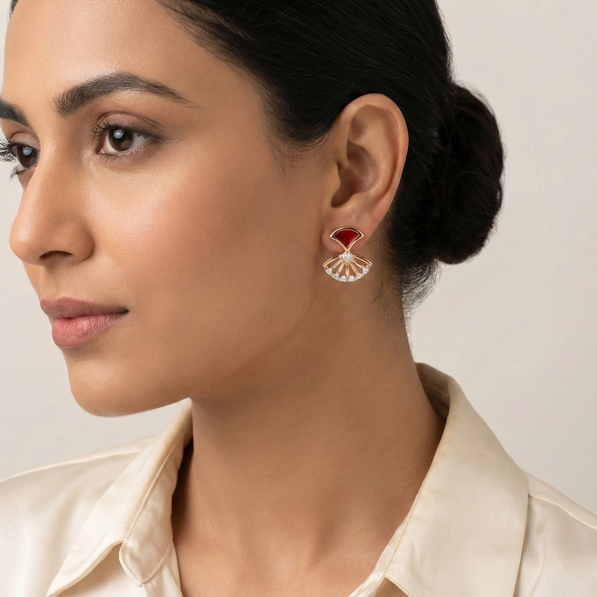 Rose Gold Diamond Earrings - Image 3