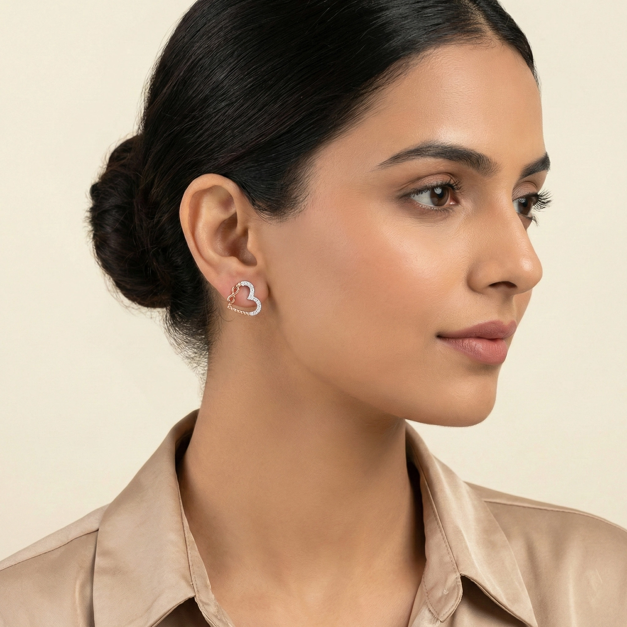 Rose Gold Diamond Earrings - Image 3