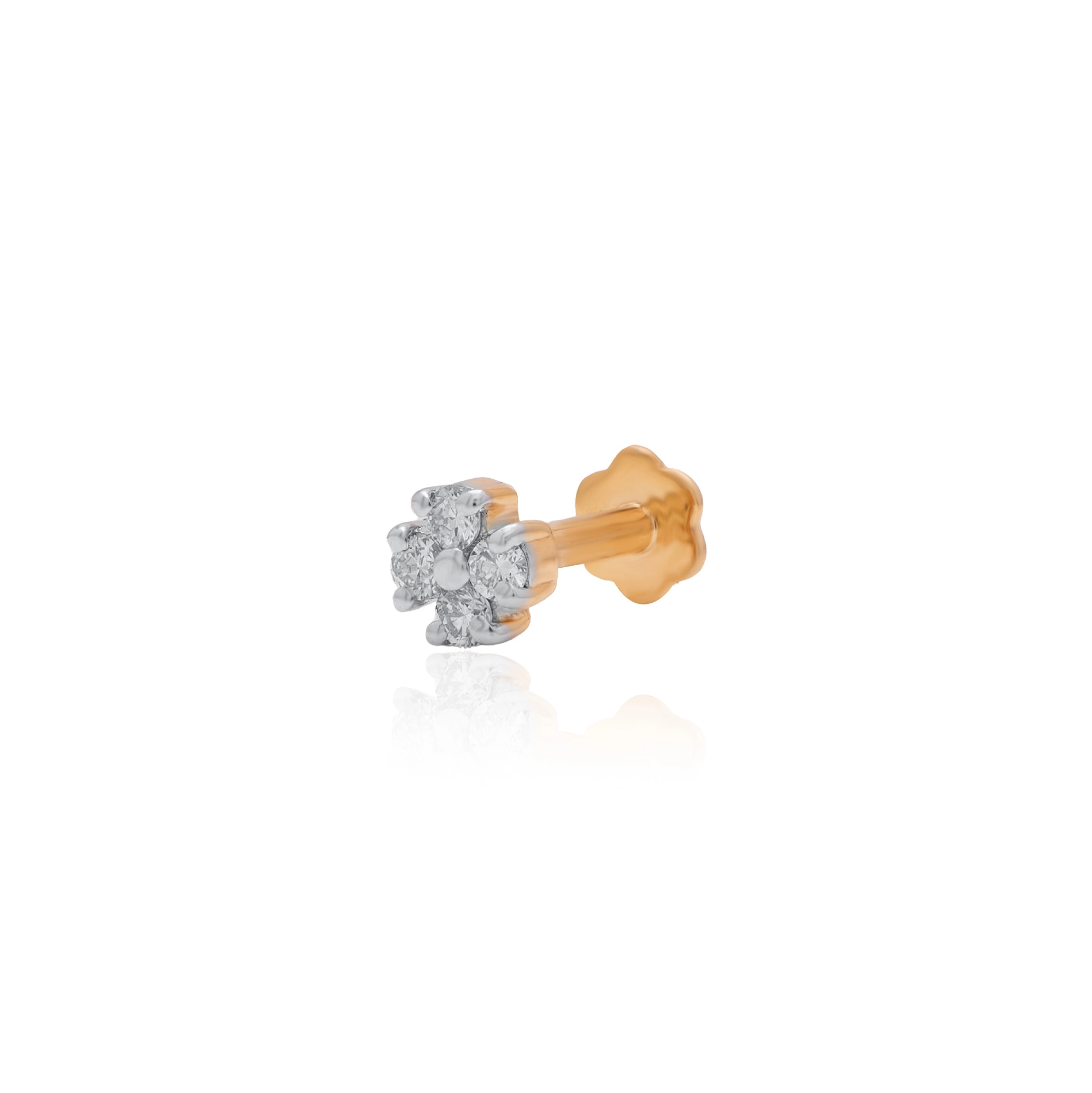 Yellow Gold Diamond Nose Pin